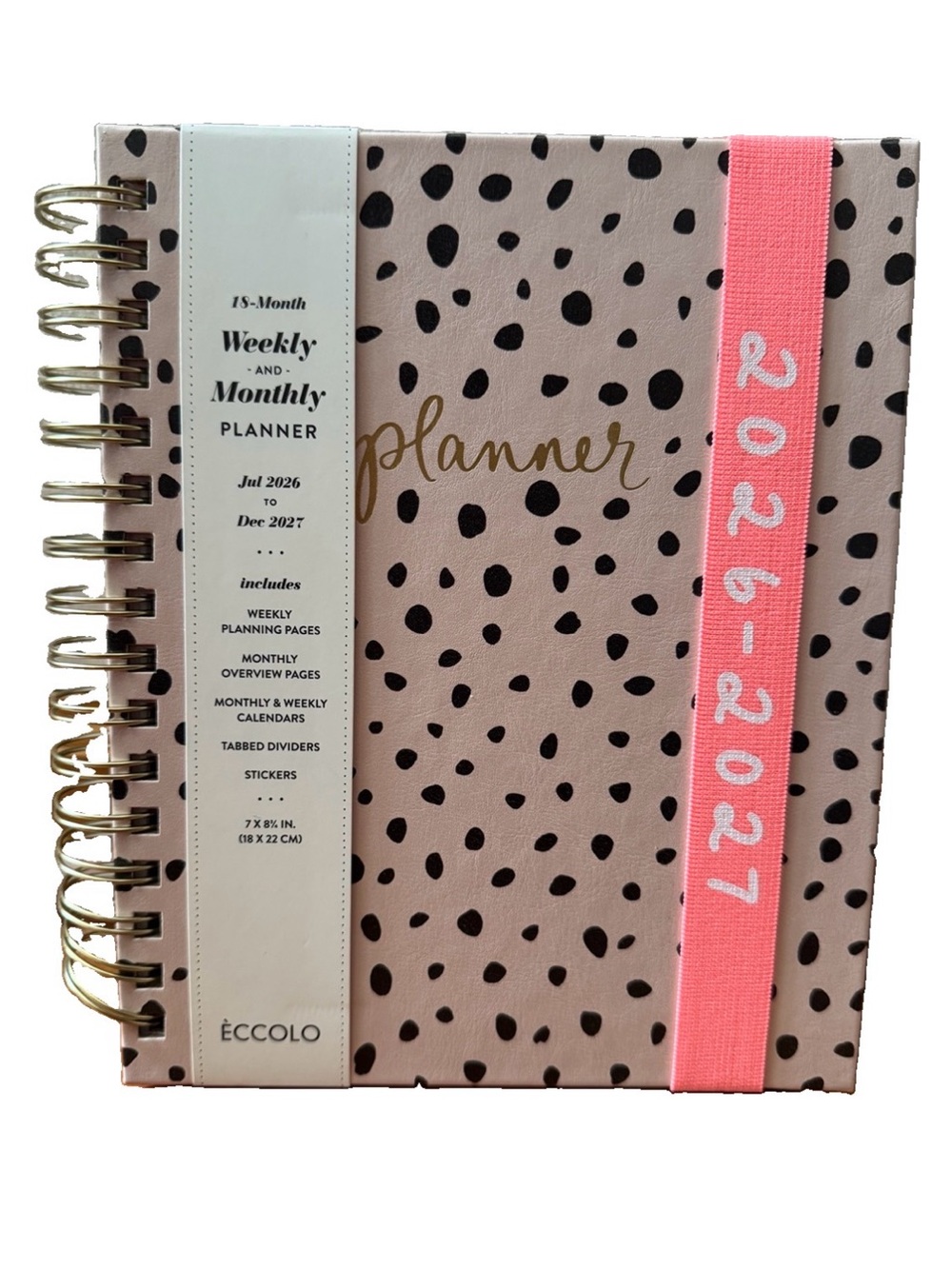 Eccolo Planner 2026- 2027 18-Month Weekly & Monthly Planner Hard Cover 8x7.5”